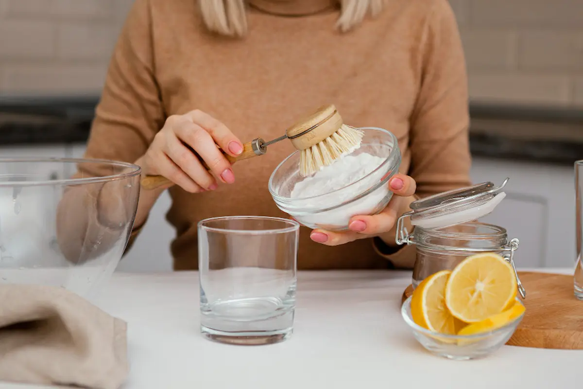 casalinga mentre prepara unguenti con acido citrico