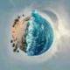 immagine della terra invasa da acque di un Tsunami