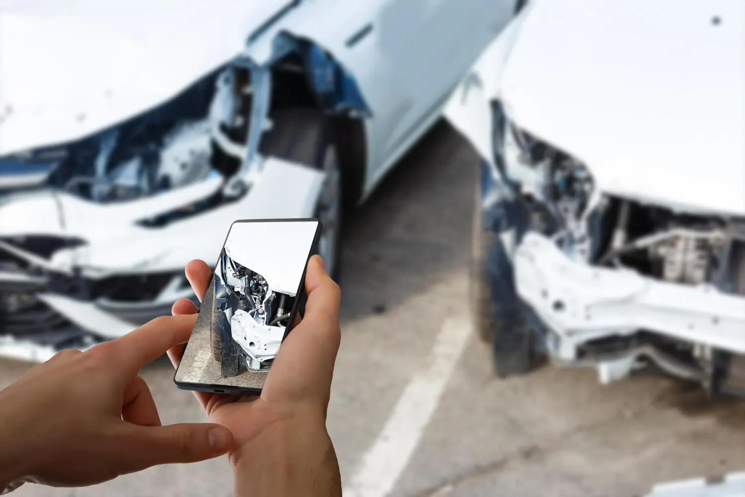 uomo fotografa incidente auto a portici