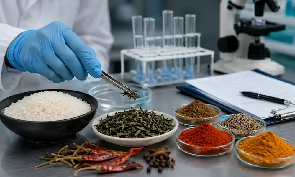 ricercatore analizza vari pesticidi