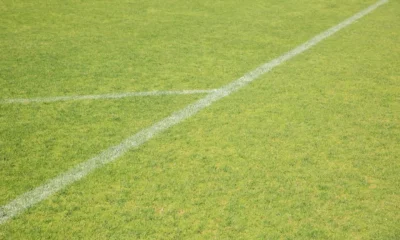 Fotografía de las líneas y marcas de un campo de fútbol para ilustrar quanto è lungo un campo da calcio