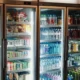 Imagen de un frigorífico con escarcha y alimentos parcialmente congelados para ilustrar perche il frigo ghiaccia gli alimenti.