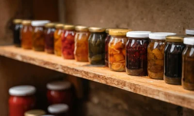 Fotografía de homemade canned jars para ilustrar el artículo sobre dopo quanto si forma il botulino nelle conserve, mostrando conservas caseras en frascos de vidrio.